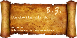 Burdovits Zádor névjegykártya